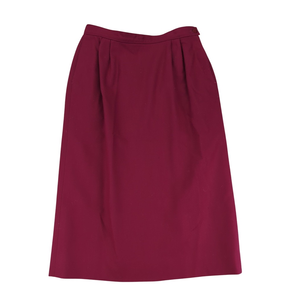 Pendleton Women 8 Burgundy 100% Virgin Wool Pleated Midi Long Skirt Made USA Vtg